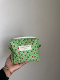 Green/ red flowers makeup bag