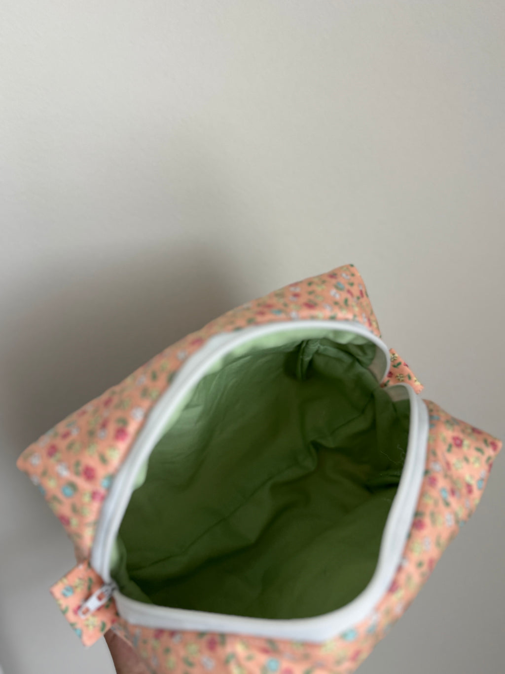 Pastel orange medium makeup bag