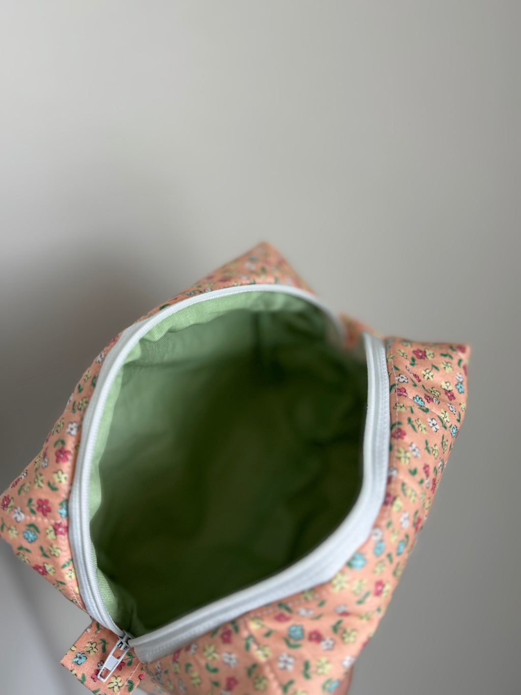 Pastel orange medium makeup bag