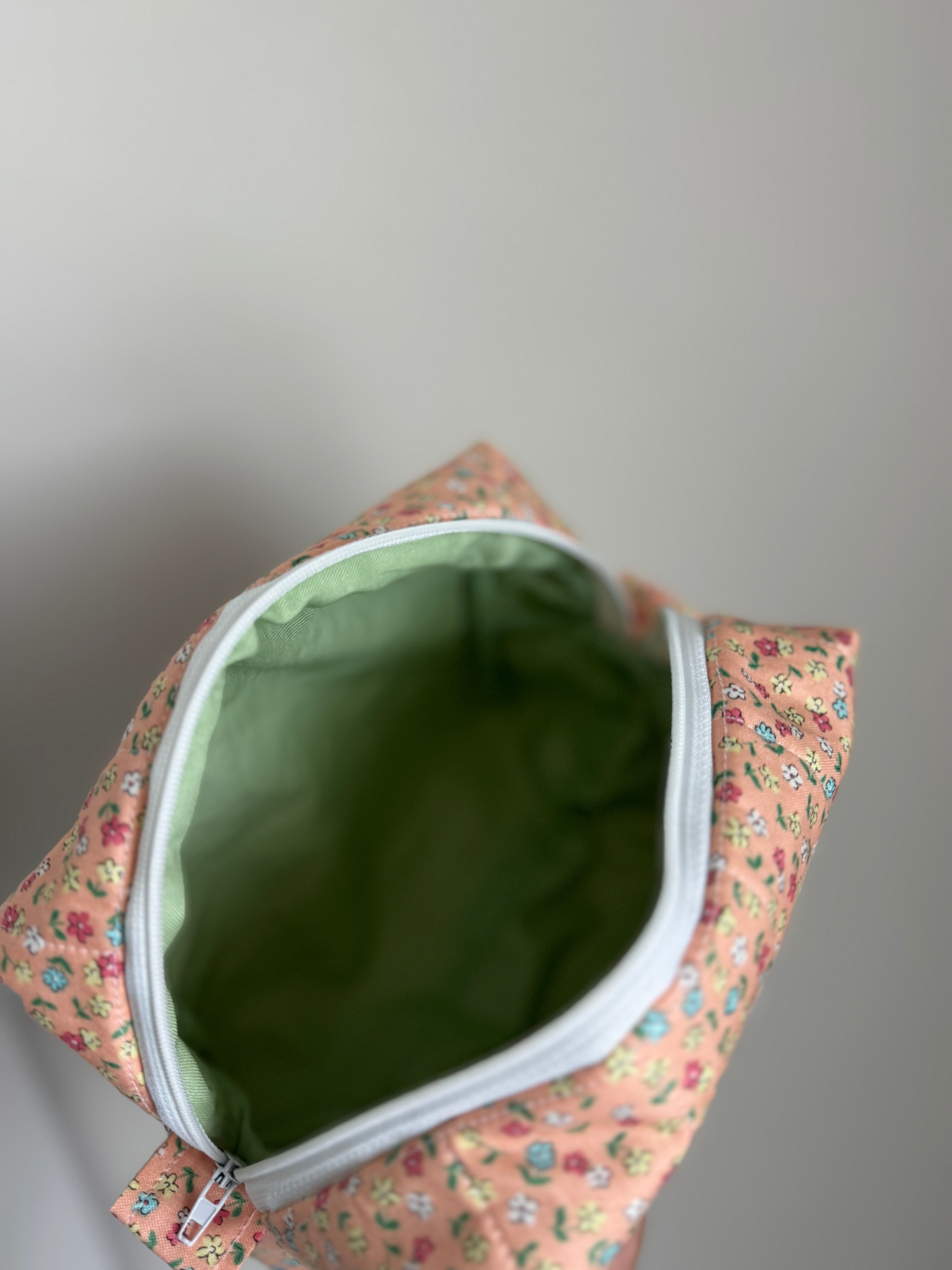 Pastel orange medium makeup bag